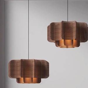 Japanese Wabi-sabi Style Creative Cloud Stone Design Rattan Woven Pendant Light