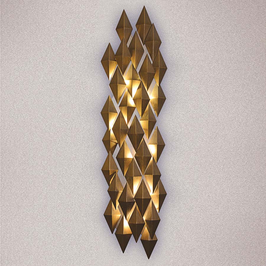 Daria Sconce - Hand finished antique brass metal kite sculpture sconce