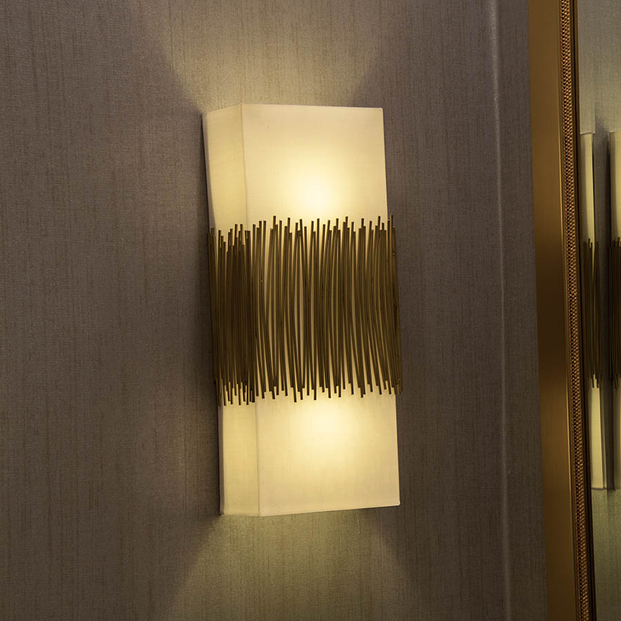 Saldana Wall Sconce - Silk shade guestroom wall sconce