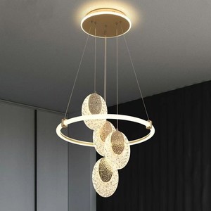 Post-Modern Acrylic LED Chandelier Gold Luxury Fixture Supplier