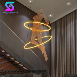 Custom Large Project LED Long Chandelier Stainless Steel