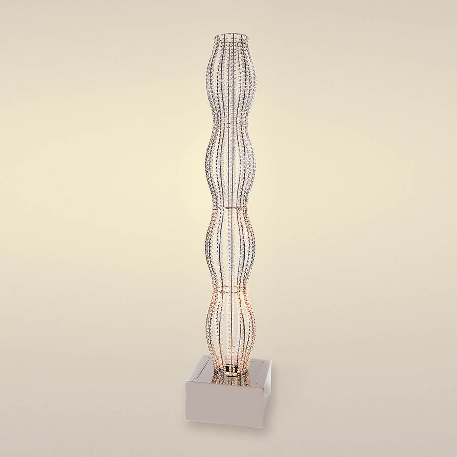 Toronto Crystal and Polished Chrome Commercial Torchiere