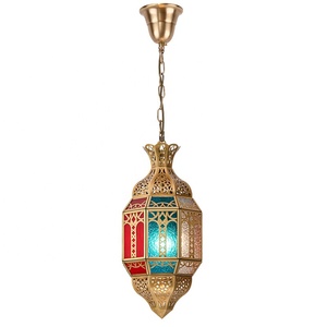 Handmade LED Brass Chandelier Romantic Style Brass Stained Glass Chandelier